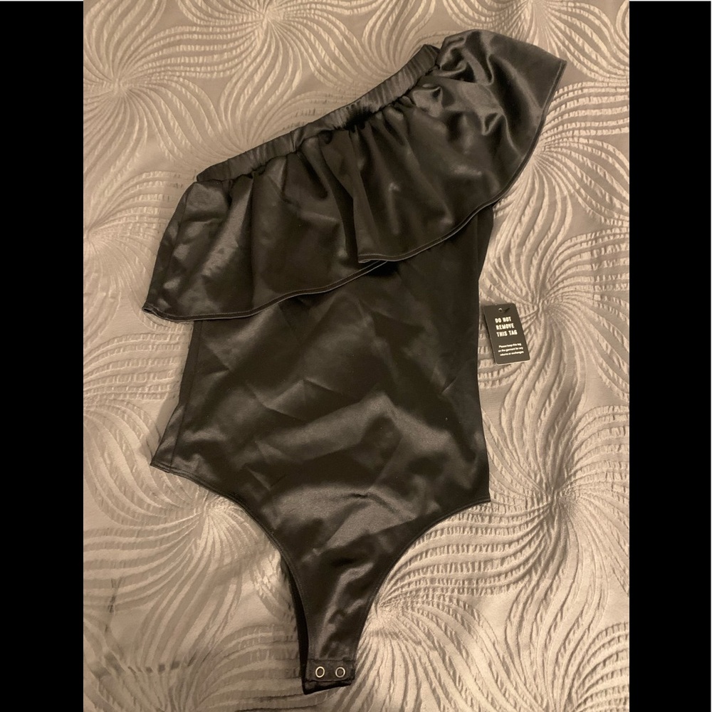 Express Black Asymmetrical Bodysuit